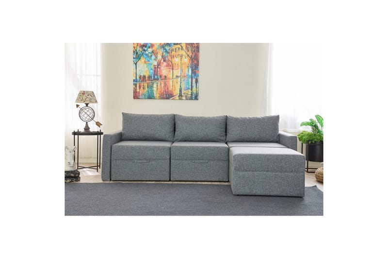 Savra Bäddsoffa med Divan 3-sits - Grå - Möbler - Soffa - Bäddsoffa - Hörnbäddsoffa