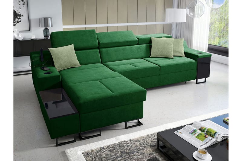 Seginus Bäddsoffa m. Divan Förvaring 3-sits 226x127 - Grön - Möbler - Soffa - Bäddsoffa - Bäddsoffa divan