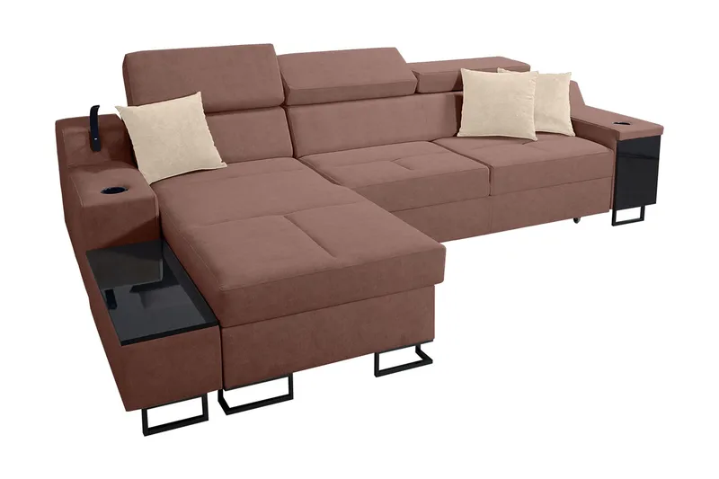 Seginus Bäddsoffa m. Divan Förvaring 3-sits 226x127, Rosa