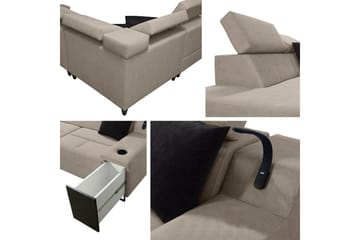 Seginus Bäddsoffa m. Schäslong 3-sits 210x127 - Svart - Möbler - Soffa - Bäddsoffa - Bäddsoffa längsbäddad