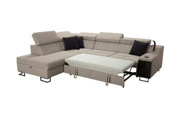 Seginus Bäddsoffa m. Schäslong 3-sits 210x127 - Svart - Möbler - Soffa - Bäddsoffa - Bäddsoffa längsbäddad