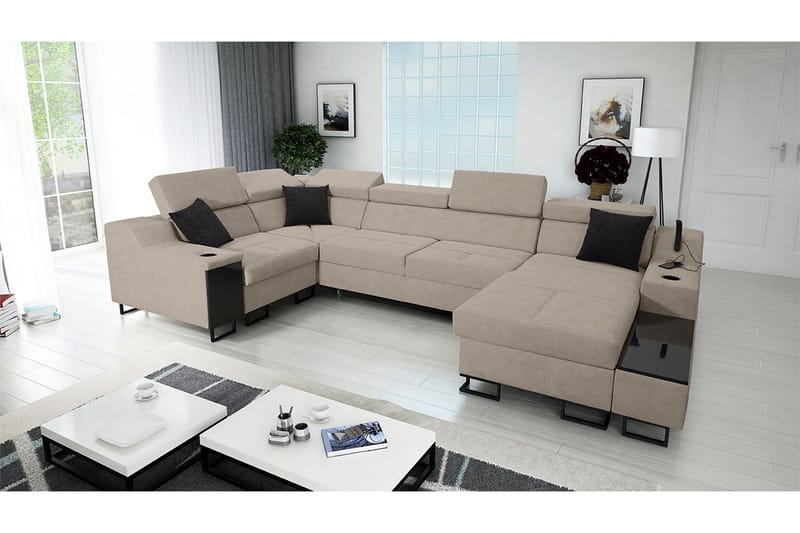Seginus Hörnbäddsoffa m. Divan 5-sits 268x127 - Beige - Möbler - Soffa - Bäddsoffa - Bäddsoffa längsbäddad