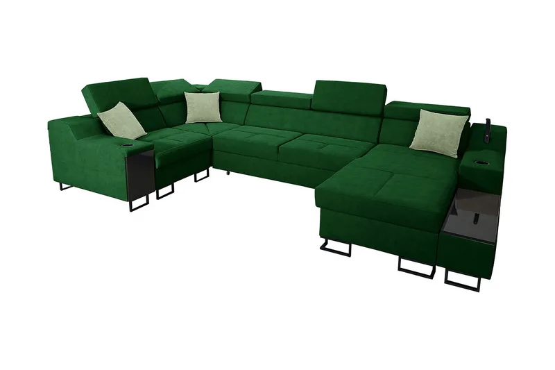 Seginus Hörnbäddsoffa m. Divan 5-sits 268x127, Grön