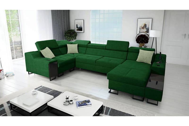 Seginus Hörnbäddsoffa m. Divan 5-sits 268x127 - Grön - Möbler - Soffa - Bäddsoffa - Bäddsoffa längsbäddad
