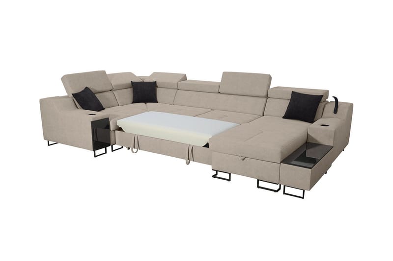 Seginus Hörnbäddsoffa m. Divan 5-sits 268x127 - Svart - Möbler - Soffa - Bäddsoffa - Bäddsoffa längsbäddad