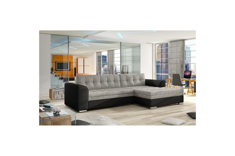 Sektion Eltap Conforti 275x165x78 cm - Berlin 01, Soft 11, Grå, Svart, Höger - Möbler - Soffa - Bäddsoffa - Bäddsoffa divan