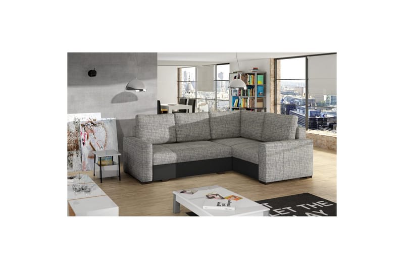 Sektion Eltap Corona 235x162x90 cm - Berlin 01, Soft 11, Grå, Svart, Höger - Möbler - Soffa - Bäddsoffa - Hörnbäddsoffa