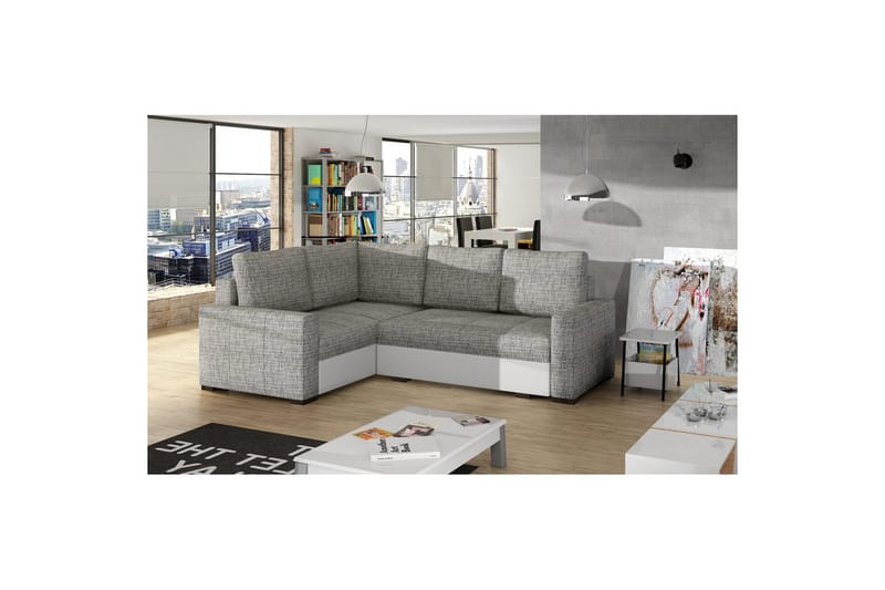 Sektion Eltap Corona 235x162x90 cm - Berlin 01, Soft 17, Grå, Vit, Vänster - Möbler - Soffa - Bäddsoffa - Hörnbäddsoffa