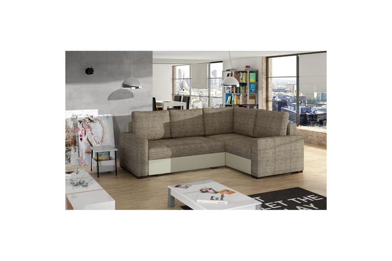 Sektion Eltap Corona 235x162x90 cm - Berlin 03, Soft 33, Beige, Höger - Möbler - Soffa - Bäddsoffa - Hörnbäddsoffa