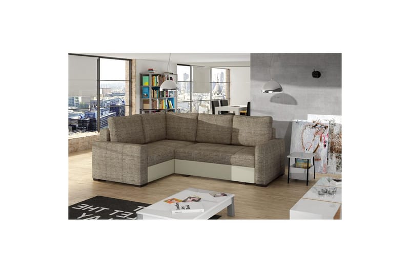 Sektion Eltap Corona 235x162x90 cm - Berlin 03, Soft 33, Beige, Vänster - Möbler - Soffa - Bäddsoffa - Hörnbäddsoffa