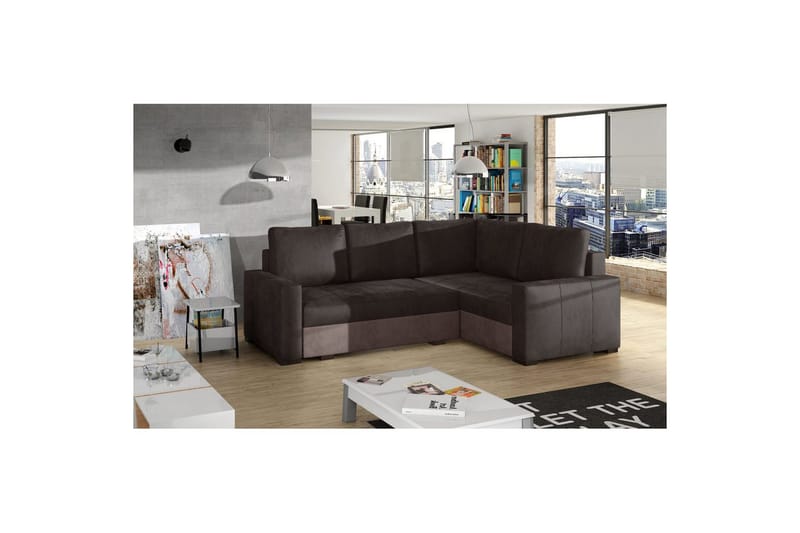 Sektion Eltap Corona 235x162x90 cm - Monolith 29, Monolith 09, Brun, Mörkbeige, Höger - Möbler - Soffa - Bäddsoffa - Hörnbäddsoffa