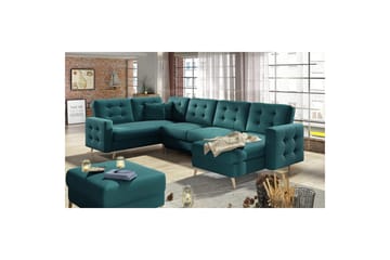 Sektionssoffa Eltap Asgard U 326x202x93 cm - Mat Velvet 75, Grön - Möbler - Soffa - Bäddsoffa - Hörnbäddsoffa