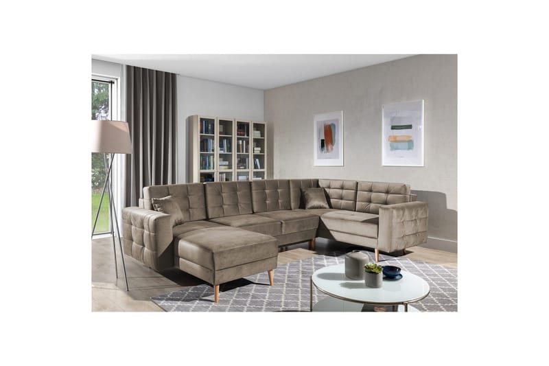 Sektionssoffa Eltap Asgard U 326x202x93 cm - Monolith 09, Mörk beige - Möbler - Soffa - Bäddsoffa - Hörnbäddsoffa