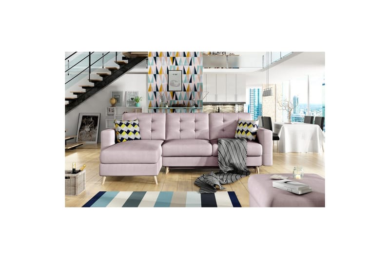 Sektionssoffa Eltap Asgard U 326x202x93 cm - Monolith 63, Rosa - Möbler - Soffa - Bäddsoffa - Hörnbäddsoffa