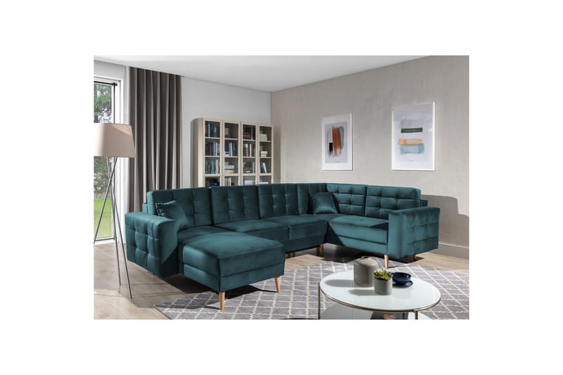 Sektionssoffa Eltap Asgard U 326x202x93 cm - Monolith 76, Blå - Möbler - Soffa - Bäddsoffa - Hörnbäddsoffa