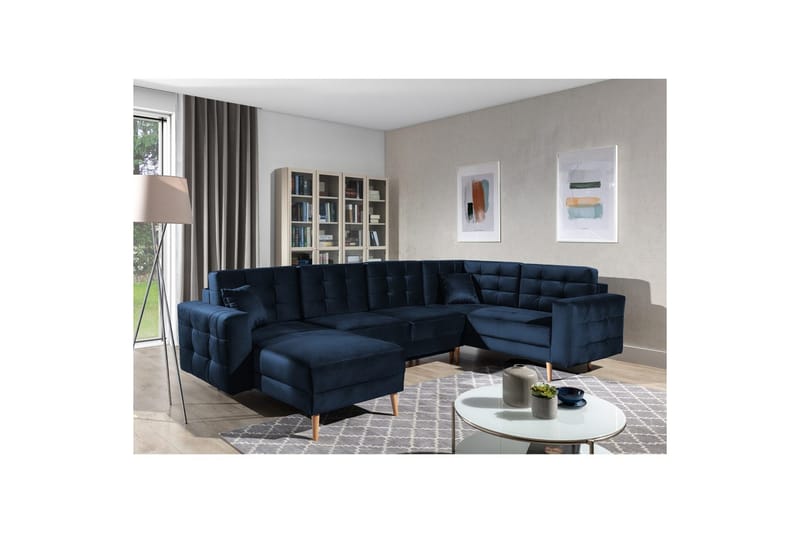 Sektionssoffa Eltap Asgard U 326x202x93 cm, Monolith 79, Mörkblå