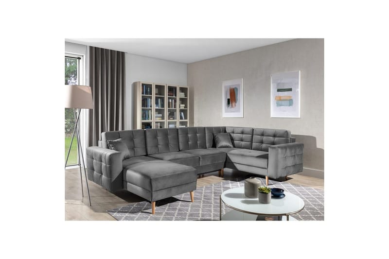 Sektionssoffa Eltap Asgard U 326x202x93 cm, Monolith 85, Grå