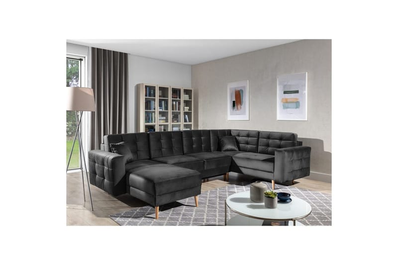 Sektionssoffa Eltap Asgard U 326x202x93 cm, Monolith 97, Mörkgrå