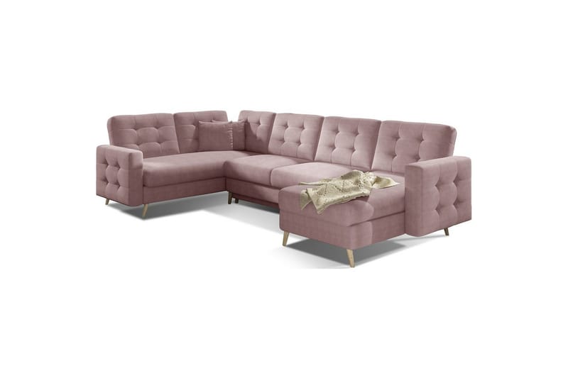 Sektionssoffa Eltap Asgard U 326x202x93 cm - Omega 91, Rosa - Möbler - Soffa - Bäddsoffa - Hörnbäddsoffa