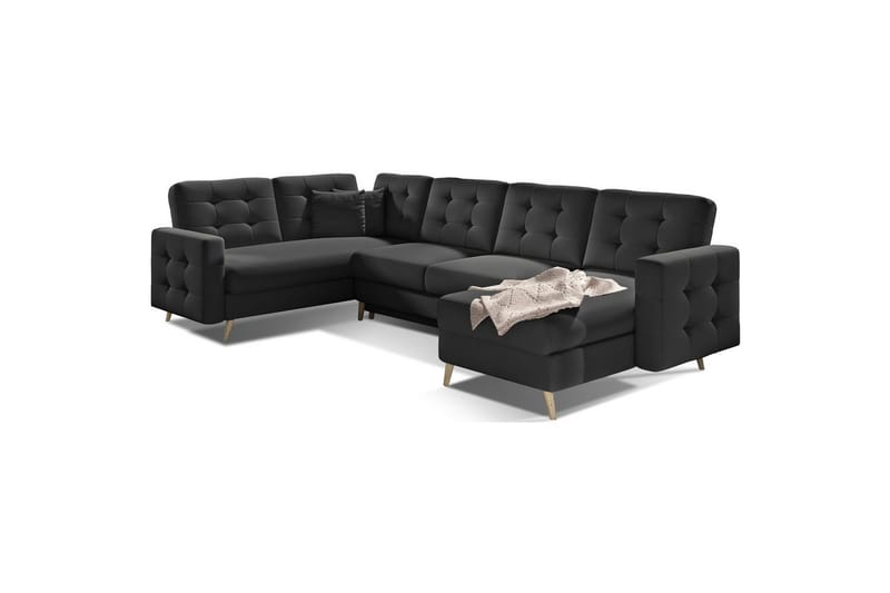 Sektionssoffa Eltap Asgard U 326x202x93 cm, Soft 11, Svart