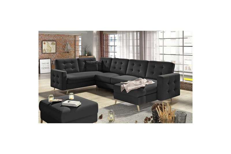 Sektionssoffa Eltap Asgard U 326x202x93 cm - Soft 11, Svart - Möbler - Soffa - Bäddsoffa - Hörnbäddsoffa