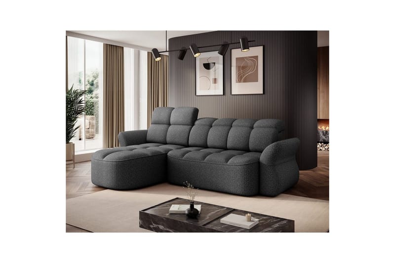 Sektionssoffa Eltap Beneth 301x115x185 cm - Breona 04, Grå, Vänster - Möbler - Soffa - Bäddsoffa - Bäddsoffa divan