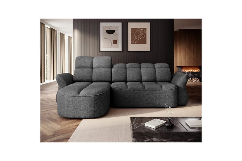 Sektionssoffa Eltap Beneth 301x115x185 cm - Breona 04, Grå, Vänster - Möbler - Soffa - Bäddsoffa - Bäddsoffa divan