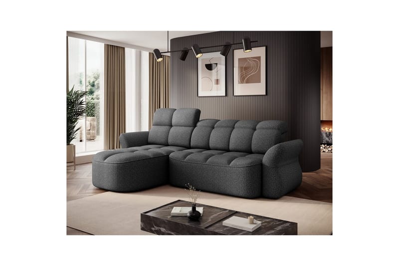 Sektionssoffa Eltap Beneth 301x115x185 cm - Breona 04, Grå, Vänster - Möbler - Soffa - Bäddsoffa - Bäddsoffa divan