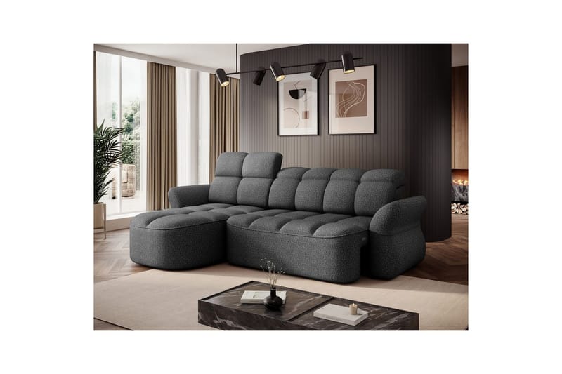 Sektionssoffa Eltap Beneth 301x115x185 cm - Breona 04, Grå, Vänster - Möbler - Soffa - Bäddsoffa - Bäddsoffa divan