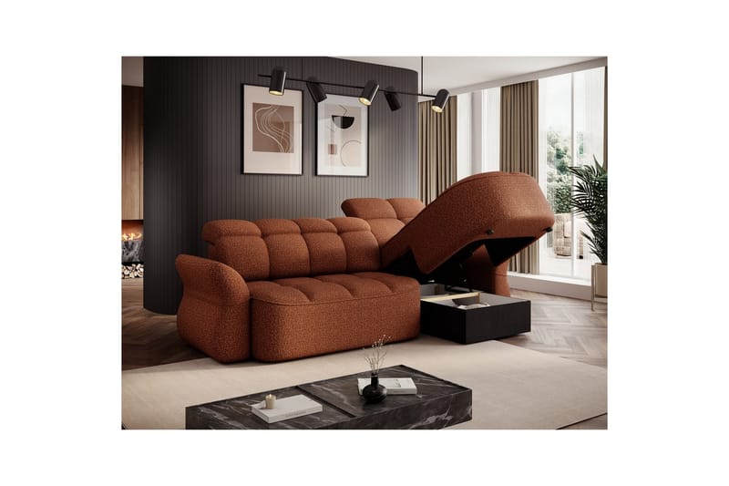 Sektionssoffa Eltap Beneth 301x115x185 cm - Breona 30, Orange, Höger - Möbler - Soffa - Bäddsoffa - Bäddsoffa divan