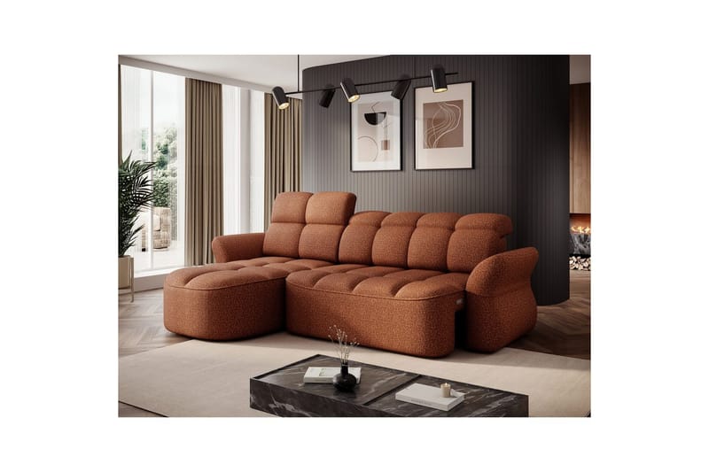 Sektionssoffa Eltap Beneth 301x115x185 cm - Breona 30, Orange, Vänster - Möbler - Soffa - Bäddsoffa - Bäddsoffa divan
