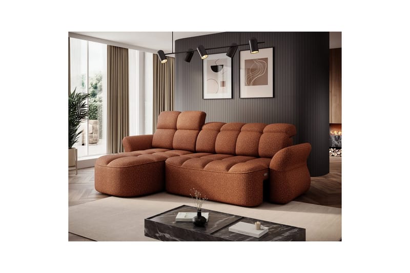 Sektionssoffa Eltap Beneth 301x115x185 cm - Breona 30, Orange, Vänster - Möbler - Soffa - Bäddsoffa - Bäddsoffa divan