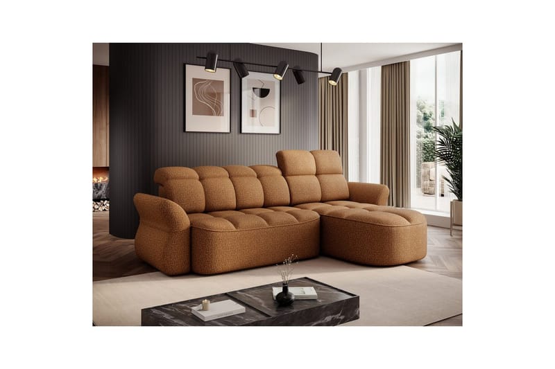 Sektionssoffa Eltap Beneth 301x115x185 cm - Breona 45, Gul, Höger - Möbler - Soffa - Bäddsoffa - Bäddsoffa divan