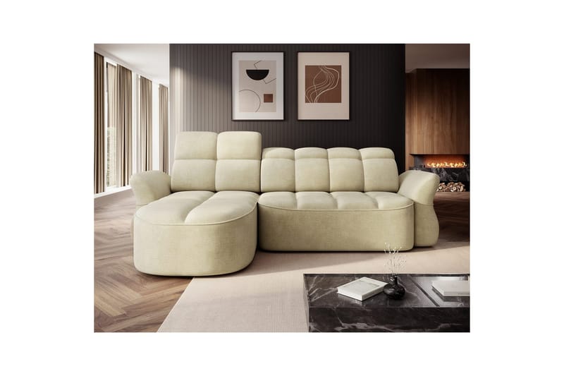 Sektionssoffa Eltap Beneth 301x115x185 cm - Monolith 04, Beige, Vänster - Möbler - Soffa - Bäddsoffa - Bäddsoffa divan