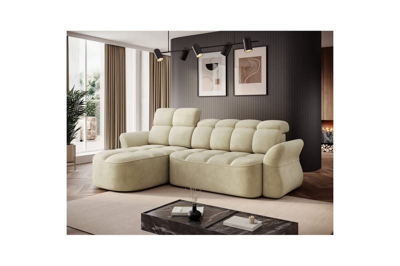 Sektionssoffa Eltap Beneth 301x115x185 cm - Monolith 04, Beige, Vänster - Möbler - Soffa - Bäddsoffa - Bäddsoffa divan