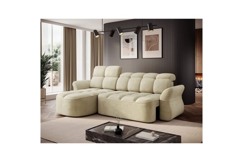 Sektionssoffa Eltap Beneth 301x115x185 cm - Monolith 04, Beige, Vänster - Möbler - Soffa - Bäddsoffa - Bäddsoffa divan