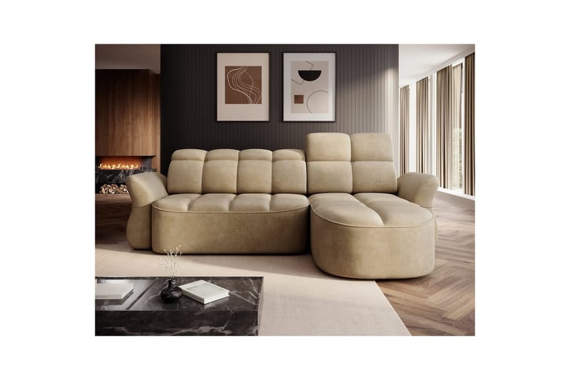 Sektionssoffa Eltap Beneth 301x115x185 cm - Nube 20, Beige, Höger - Möbler - Soffa - Bäddsoffa - Bäddsoffa divan