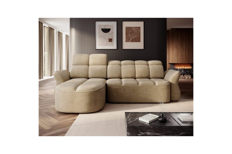 Sektionssoffa Eltap Beneth 301x115x185 cm - Nube 20, Beige, Vänster - Möbler - Soffa - Bäddsoffa - Bäddsoffa divan