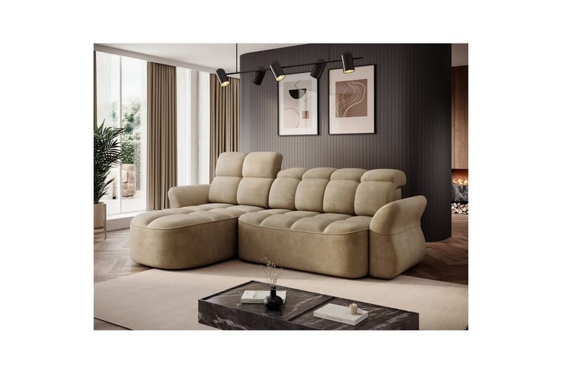 Sektionssoffa Eltap Beneth 301x115x185 cm - Nube 20, Beige, Vänster - Möbler - Soffa - Bäddsoffa - Bäddsoffa divan