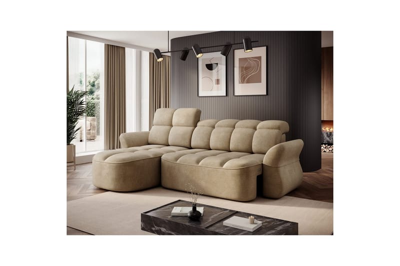 Sektionssoffa Eltap Beneth 301x115x185 cm - Nube 20, Beige, Vänster - Möbler - Soffa - Bäddsoffa - Bäddsoffa divan