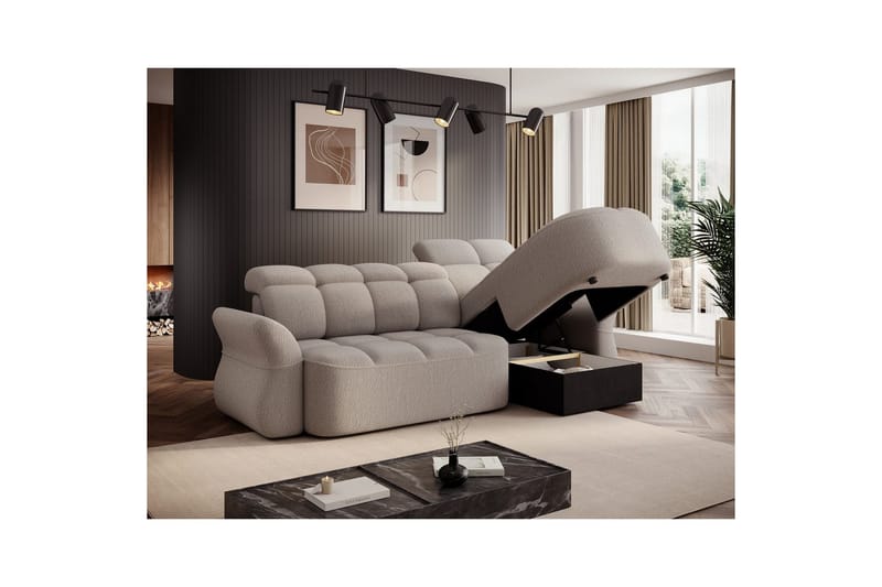 Sektionssoffa Eltap Beneth 301x115x185 cm - Royal 18, Beige, Höger - Möbler - Soffa - Bäddsoffa - Bäddsoffa divan