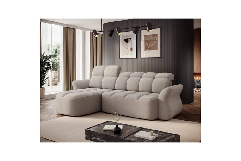 Sektionssoffa Eltap Beneth 301x115x185 cm - Royal 18, Beige, Vänster - Möbler - Soffa - Bäddsoffa - Bäddsoffa divan