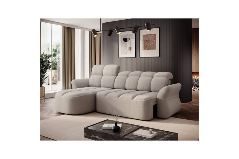 Sektionssoffa Eltap Beneth 301x115x185 cm - Royal 18, Beige, Vänster - Möbler - Soffa - Bäddsoffa - Bäddsoffa divan