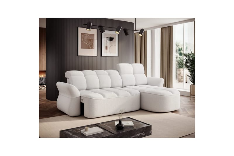 Sektionssoffa Eltap Beneth 301x115x185 cm - Paolli 01 Vit, Höger - Möbler - Soffa - Bäddsoffa - Bäddsoffa divan