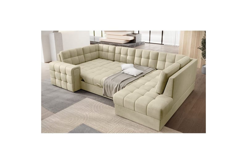 Sektionssoffa Eltap Blewett 299x198x82 cm - Monolith 04, Beige, Höger - Möbler - Soffa - Bäddsoffa - Hörnbäddsoffa