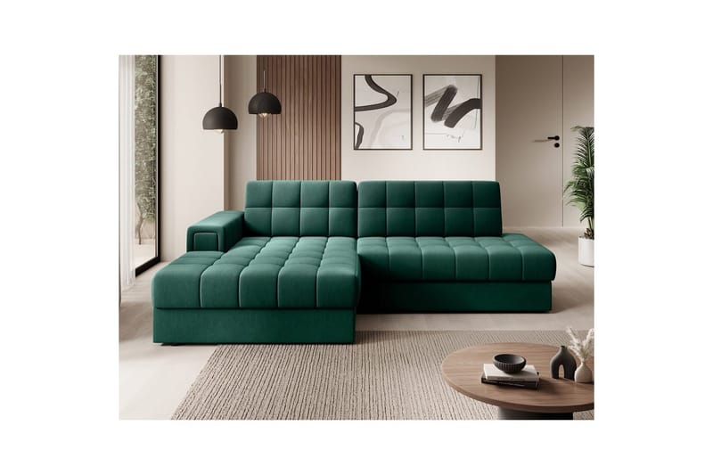 Sektionssoffa Eltap Blezalt 240x150x82 cm - Lukso 35, Grön, Vänster - Möbler - Soffa - Bäddsoffa - Bäddsoffa divan