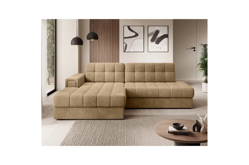 Sektionssoffa Eltap Blezalt 240x150x82 cm - Monolith 09, Mörkbeige, Vänster - Möbler - Soffa - Bäddsoffa - Bäddsoffa divan