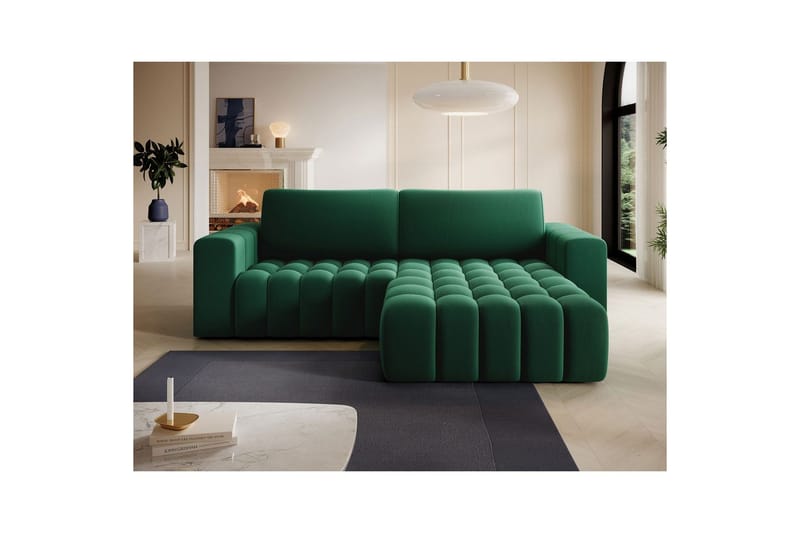 Sektionssoffa Eltap Bonett 250x175x92 cm - Kronos 19, Mörkgrön, Höger - Möbler - Soffa - Bäddsoffa - Bäddsoffa divan