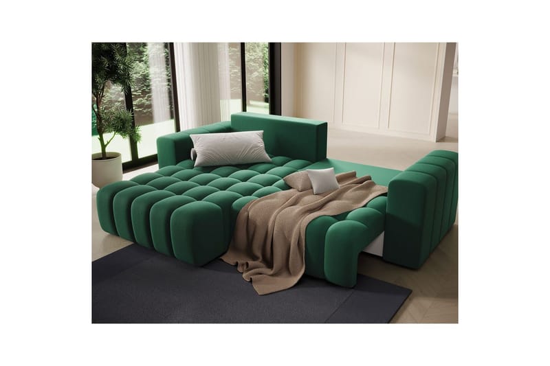 Sektionssoffa Eltap Bonett 250x175x92 cm - Kronos 19, Mörkgrön, Vänster - Möbler - Soffa - Bäddsoffa - Bäddsoffa divan