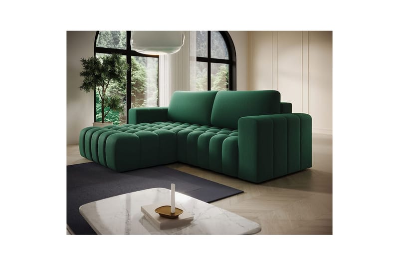 Sektionssoffa Eltap Bonett 250x175x92 cm - Kronos 19, Mörkgrön, Vänster - Möbler - Soffa - Bäddsoffa - Bäddsoffa divan